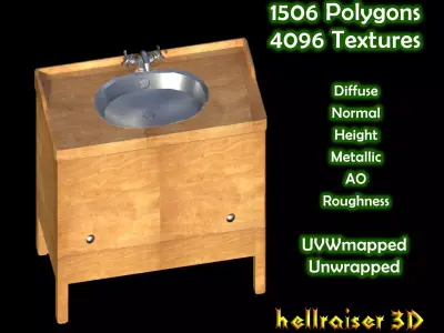 Cabinet Sink - PBR - Textured Low-poly 3D model