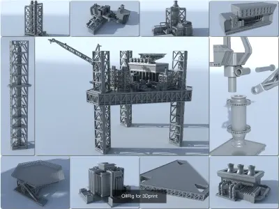 Four oil platforms for printing 3D Model Pack