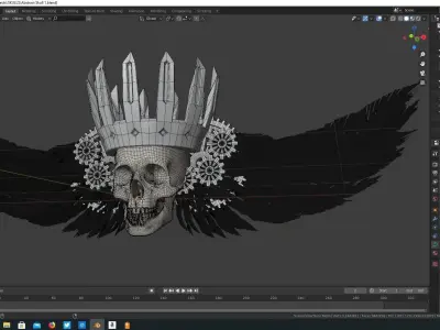 Aztec Skull King with wings 3D model