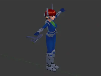 Space girl laser gun Low-poly 3D model
