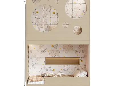 Bunk bed for kids 4 3D model