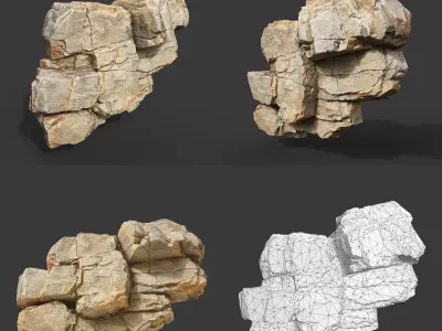 Low Poly Yellow Cliff Face 221208 - Ultra HD 16K Texture Low-poly 3D model
