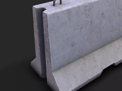 Concrete Barrier Low-poly 3D model 13