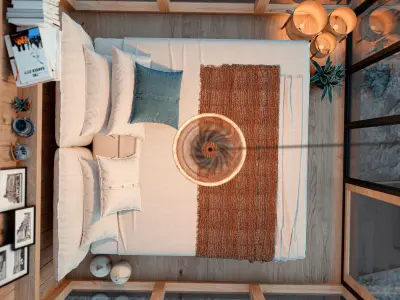 Cabin House Cliff House  in Forest  3D model