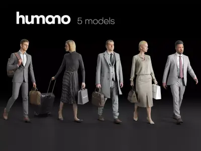 Humano 5-Pack - PEOPLE - STREET - TRAVELING - 5x 3D models 03A