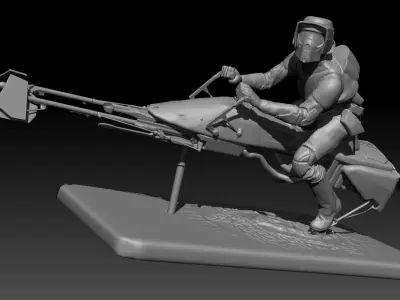 scout trooper starwars on byke 3D print model