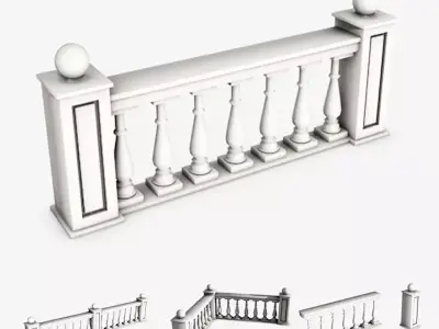 Baluster balcony railing 3D model