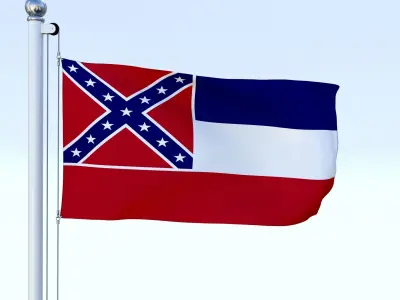 Animated Mississippi Flag Low-poly 3D model