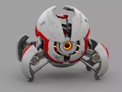 Ball robot rigged - animated character 3D model