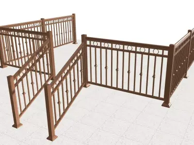 Aluminum deck railings 3D model