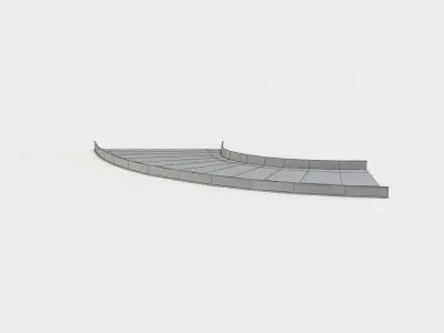 Road curve left Low-poly 3D model
