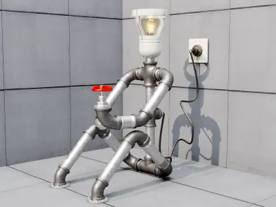 Pipe Decorative Lamp 3 3D model