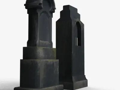 Tombstones black Low-poly 3D model