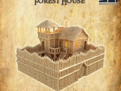 Fortified Forest House Tabletop Terrain 28 MM 3D print model