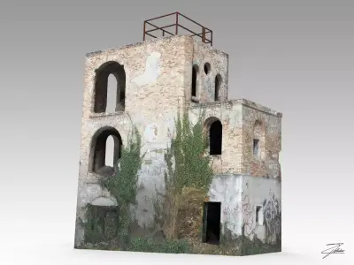 Abandoned building 01 Low-poly 3D model
