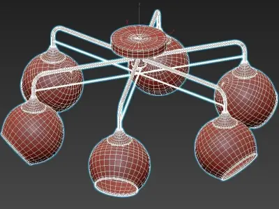 miram-a1521pl-6wh ceiling light with six glass globes 3D model