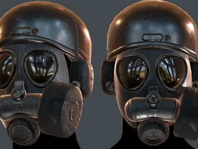 Gas mask helmet 3d model scifi Low-poly  Low-poly 3D model