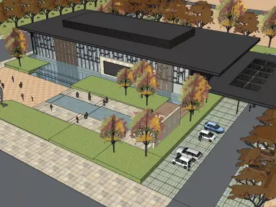 educational building glass facade sketchup model 3D model