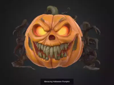 Cursed Pumpkins Horror Halloween Set PBR 3D Model Pack