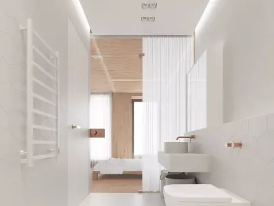 Living Room and Kitchen with Dinning Set Low-poly-136 Low-poly 3D model