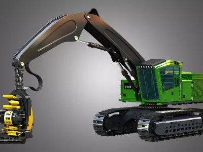 953MH Tracked Harvester 3D model