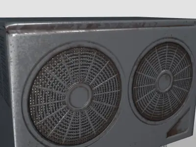 Seasoned Wall-Mounted Air Conditioner Unit Low-poly 3D model