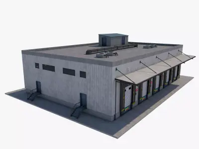 industrial building warehouse 2 3D model