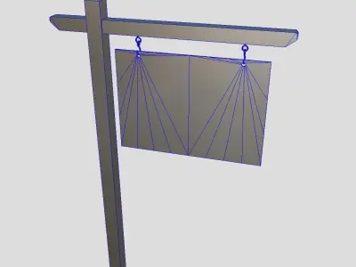 Sign 1 street Low-poly 3D model