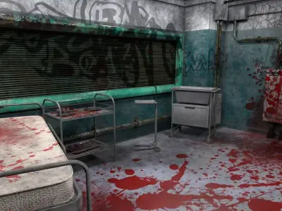 Old Hospital Room 1 Low-poly 3D model