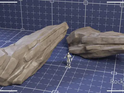 Stylized Rock Set - 15 Hand-Painted Game-Ready Rocks Low-poly 3D model