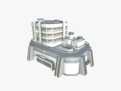 SciFi Hospital A02 White Gray - Sci Fi Exterior Design Low-poly 3D model