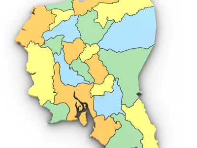 3d Political Map of Ecuador 3D model 3D model