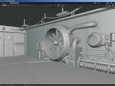 Isometric Industrial-scifi hall 3D model