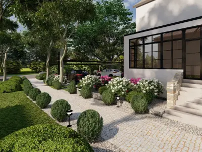 3D Exterior Scene 3D model design garden and landscape 3D model 9