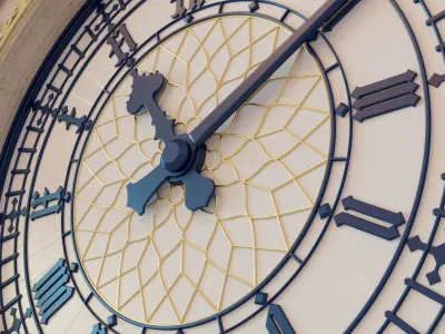 Gold Tower Clock 3D model