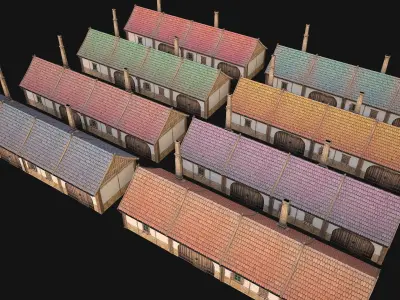 Medieval House 2 Barrack Low-poly 3D model
