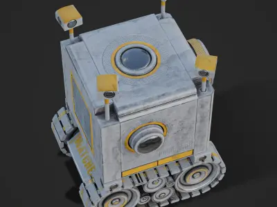 Camera Robot rigged and animated game ready Low-poly 3D model