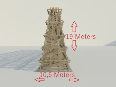 Wood trestle bridge 3D model PBR materials   Low-poly 3D model