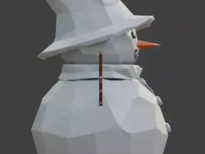 Low Poly Stylized Snowman 3D Model Low-poly 3D model