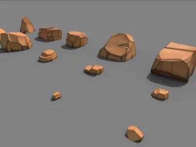Cartoon Rock Styled set PBR Low-poly 3D model