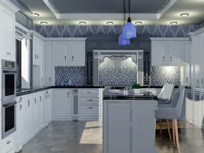 kitchen 3d model with cabinets and accents 3D model