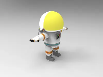 Astronaut wearing helmet Low-poly 3D model