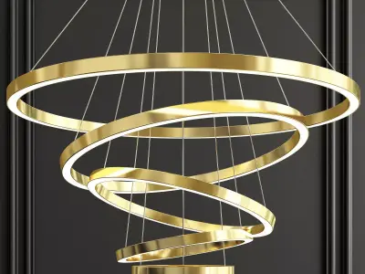 Large Rings led Chandelier 3D model