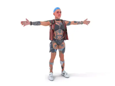 Cyberpunk Tattooed Character model pack Low-poly 3D model