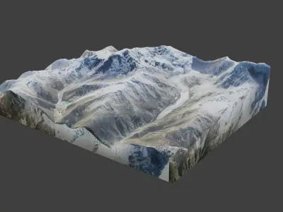Baltistan Peak Mountain Low-poly 3D model