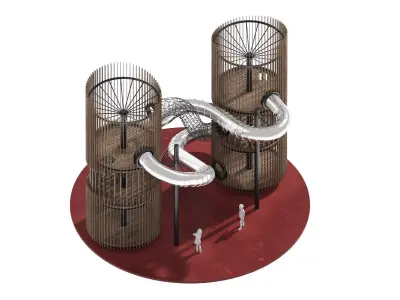 Playground 7 metal structure with two tubes 3D model