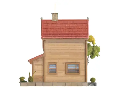 Cartoon Village House  HandPainted Game Asset glb Low-poly 3D model