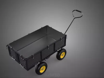 GARDEN STEEL MESH TRAY WHEELBARROW DUMP WAGON CART TROLLEY CARGO 3D model