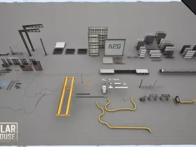 Modular Warehouse Low-poly 3D model