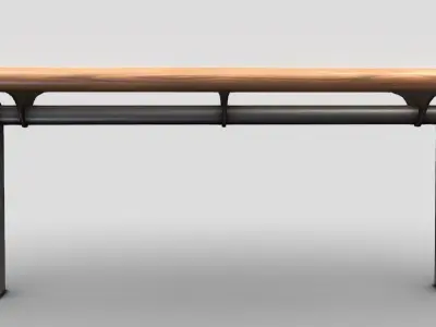 Bench 5 Low-Poly Wood Steel Mixed Version Low-poly 3D model